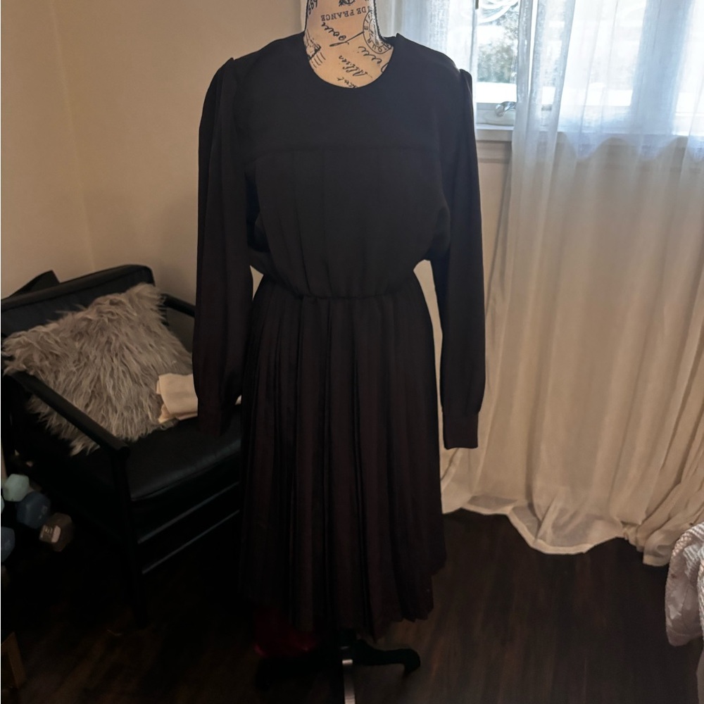 Vintage brown Long-Sleeve secretary Dress